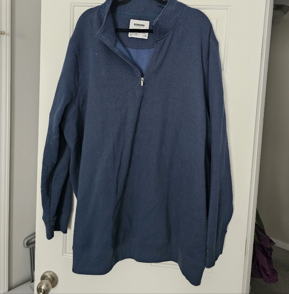 Sonoma Men's Blue Half-Zip Sweater 3XB Fleece
